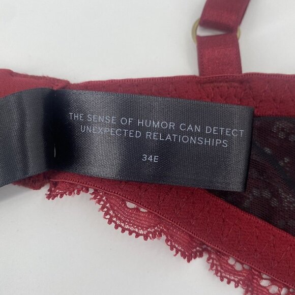 Bezier Size 34E Gramercy Lace Underwire Bra Burgundy Semi Sheer TR11142LF2 - Picture 10 of 11